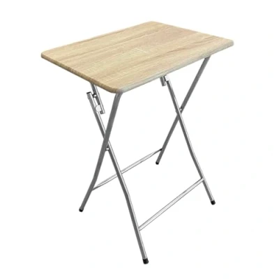 Imagen de Acomoda Textil Mesa Auxiliar Plegable de Madera y Aluminio 48x38x66 cm. Multifunción Portátil, Resistente Estable para Cocina, Terraza, Jardín o Patio, Natural.
