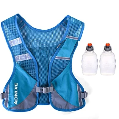 Imagen de Ligero Mochila de Hidratación Superior Chaleco para Marathoner Ciclismo Trail Running Hombre Mujer (Azul con 250ml Botellas Agua)