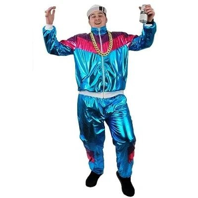 Imagen de I LOVE FANCY DRESS Disfraz DE GAMBERRO LOS 80S Conjunto TEMATICO EN Azul Brillante(XL)