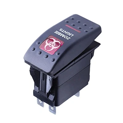 Imagen de Mintice Vehículo de 12V 20A LED Rojo Interruptor Palanca Basculante Luz Impermeable Botón Pulsador Conmutador Coche 5 Pines Zombie Light