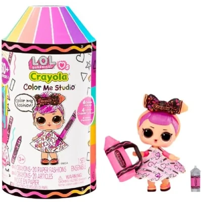 Imagen de L.O.L. Surprise! Loves CRAYOLA Estudio Colour Me con Tot Coleccionable Más de 30 Sorpresas Muñeca, Vestidos y 4 Ceras Arte en Envase Cápsula Para Niños +3 Años
