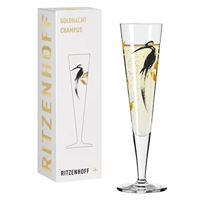 Imagen de Ritzenhoff 1071021 Copa de champán 200 ml Serie Goldnacht No. 21 Noble pieza diseño con oro auténtico Fabricado en Alemania