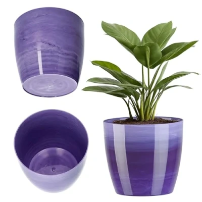 Imagen de KADAX Maceta, Jardinera, Maceta Redonda de plástico, para Cactus, helechos, Brillante balcón, Piso y terraza (⌀ 16cm, Morado)