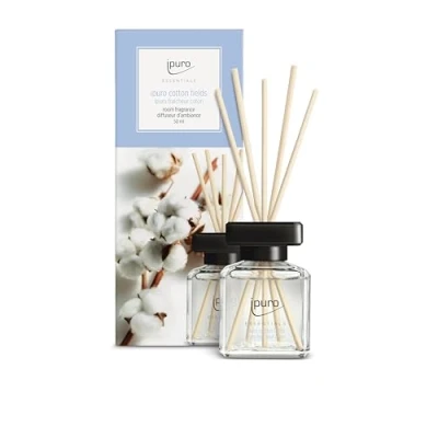 Imagen de ipuro Essentials Cotton Fields 50 ml Ambientador con anís estrellado, flor de vainilla y geranio, rosa, violeta, madera cedro difusor varillas para el hogar
