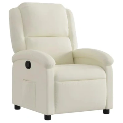 Imagen de vidaXL Sillón Reclinable, Silla con Respaldo Reposabrazos, de Televisión Relax Descanso, Asiento para Salón Hogar, Terciopelo Blanco Crema