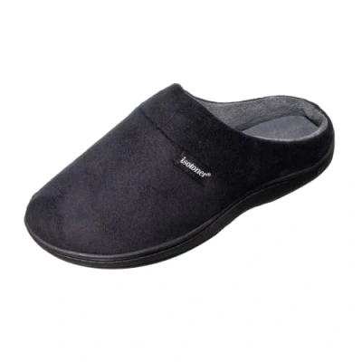 Imagen de Isotoner Pantuflas de espuma viscoelástica para hombre con espalda abierta y suela interior exterior, Microvelur Negro, XX Large