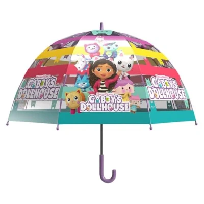 Imagen de CyP Brands Gabby Paraguas infantil, Burbuja, Transparente, Paraguan manual, 48 cm., Multicolor, Producto Oficial