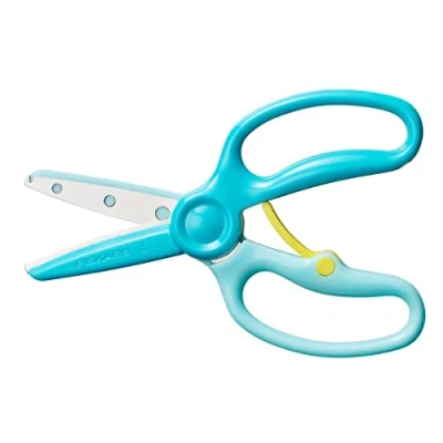 Imagen de Fiskars Tijeras Para niños, a partir de 3 años, aprender cortar, Longitud: 13 cm, Hojas metal con recubrimiento plástico/mangos plástico, Azul verde, Training, 1064068