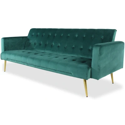 Imagen de Sofá cama clic clac Justy terciopelo verde Menzzo