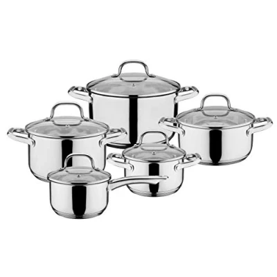 Imagen de GSW Trentino Batería de Cocina (10 Piezas), Acero Inoxidable Vidrio, Plata