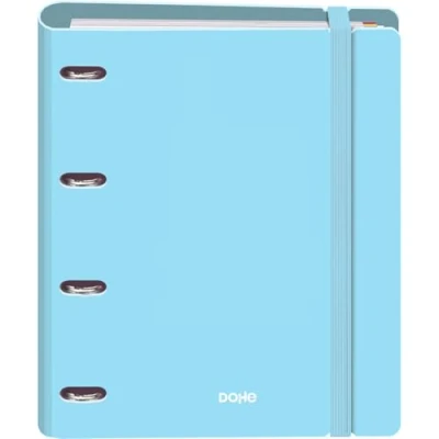 Imagen de Dohe Archivador con Recambio Carpeta 4 Anillas Polyfoam, A4 (28x32 cm), 100 Hojas Cuadriculadas, Suave y Resistente, Separadores de Colores, Sobre Almacenamiento Extra Goma SERENITY Azul
