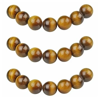 Imagen de MJDCB 12mm 30 piezas Cuentas de Piedra Ojo Tigre Amarillo Redondas Sueltas Piedras Semipreciosas Naturales para Hacer Joyas Pulseras Collares