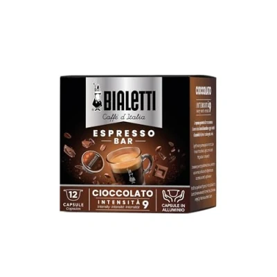 Imagen de Bialetti Caffè d&#039;Italia, caja de 12 cápsulas, Sabor Chocolate, compatible con máquinas sistema cerrado, 100% aluminio