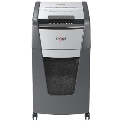 Imagen de Rexel Optimum 2020225XCH AutoFeed+ 225X Destructora automática de papel CH, 225 hojas, nivel seguridad P4, corte partículas, para oficinas y departamentos, depósito basura 60 l, con