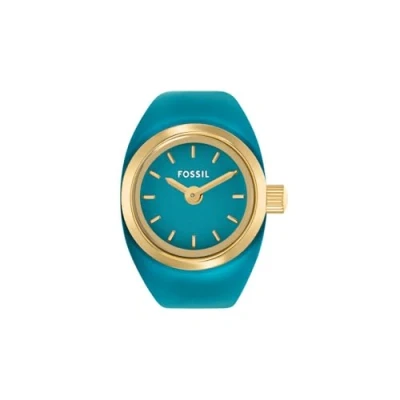 Imagen de Fossil Reloj Ring para Mujer, Movimiento de Cuarzo a Dos Agujas con Correa Acero Inoxidable, Verde Azulado y Tono Dorado