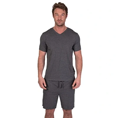 Imagen de Light &amp; Shade Conjunto de Pijama para Hombre con Camiseta y Pantalones Corto, Gris Oscuro, 2XL