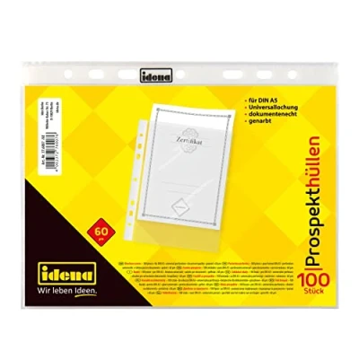 Imagen de Idena 376007 Funda para carpeta formato DIN A5, 60µ, granulada, 100 unidades