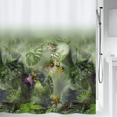 Imagen de Spirella Jungle, 180 x 200, colección, Cortina de Ducha Textil, 100% Polyester, Verde