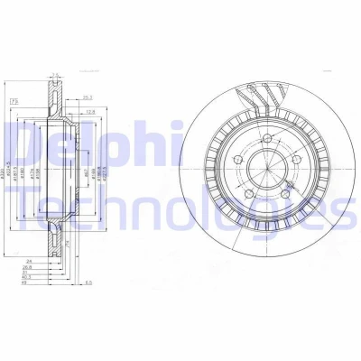 Imagen de DELPHI BG4144 Disco de freno 320 24 5 ventilado aceitado sin procesar cojinete rueda, anillo sensor ABS MERCEDES BENZ: SL Cabrio