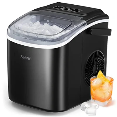 Imagen de Silonn máquina de cubitos hielo, hielo 9 listos en 6 minutos, 12 KG 24 horas, autolimpiante pequeña para cocina, oficina, bar y fiesta