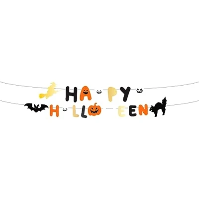 Imagen de Folat B.V. 23862 Banner con Letras Happy 2 x 1,5 Metros Decoración de Halloween: Calabaza, Fantasma, araña, Bruja, Multicolor