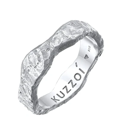 Imagen de Kuzzoi anillo para hombre (5 mm) hecho a mano de Plata ley 925, compromiso, amistad, martillado, tamaño 60 66, 0607411422,