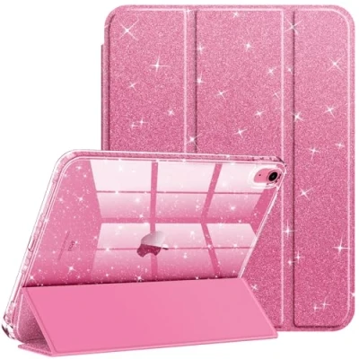 Imagen de Fintie Funda para iPad 10ª Generación 2022 de 10,9 Pulgadas con Soporte bolígrafo, Brillante antichoque Cubierta Trasera Transparente, Rosa