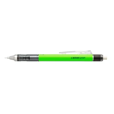 Imagen de Tombow Portaminas MONO Graph Neón multifunción con Mina de 0.7 mm Cuerpo Color Verde Lápices Goma Valido para Todo Tipo Técnicas dibujo.