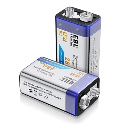 Imagen de EBL 9V Pilas Recargables 280mAh NiMH Precargada Baja Autodescarga Larga Duración para Microfono Inalambrico Alarmas de Humo Dispositivos Médicos Juquetes y Relojes