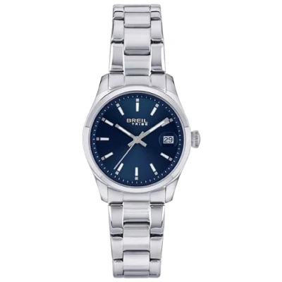 Imagen de BREIL, Colección Classic Elegance, Reloj para Mujer, Fabricado en Acero Plateado, Movimiento de Cuarzo Only Time, Esfera Azul, Bisel con Patrón Moleteado, Resistente al Agua, Plata Azul