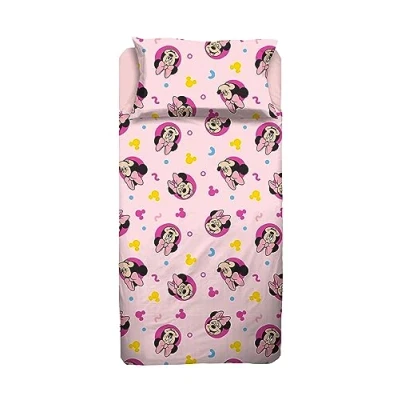 Imagen de Minnie Juego de sábanas para Cama Individual, sábana encimera, Bajera, Funda Almohada, Color Rosa, Disney, 100% algodón, Producto Oficial