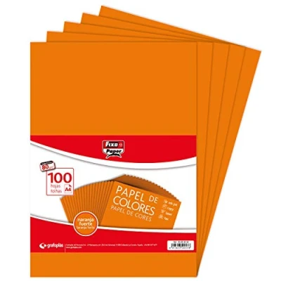 Imagen de Fixo Paper 65009252. Paquete de 100 Hojas 80 Gramos, Color Naranja Intenso, A4