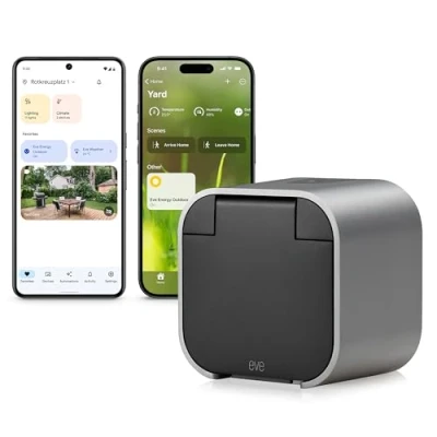 Imagen de Eve Energy Outdoor (Matter) Enchufe inteligente para exterior/enchufe cuarto húmedo, contador de consumo, requiere un router borde Thread; Apple Home, Alexa, Google SmartThings