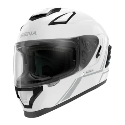 Imagen de Sena Stryker Casco integral Con tecnología Bluetooth y sonido Harman Kardon. doble visera Mesh Intercom/ MP3 / control por voz (Blanco, L)