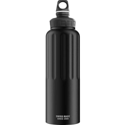 Imagen de SIGG Botella de aluminio deportiva WMB Traveller Negro Certificado climáticamente neutral Bebidas carbonatadas Resistente a fugas Ligero Sin BPA Exterior, Deportes &amp; Fitness