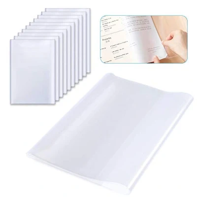 Imagen de XGzhsa Fundas Plastificar A4, Cubierta de libro transparente, Espesar las cubiertas libros impermeables transparentes reutilizables y ajustables plástico para el hogar la escuela (10 piezas)