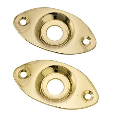 Imagen de Musiclily Forma Oval Jackplate Placa para Jack de Guitarra, Or(2 piezas)
