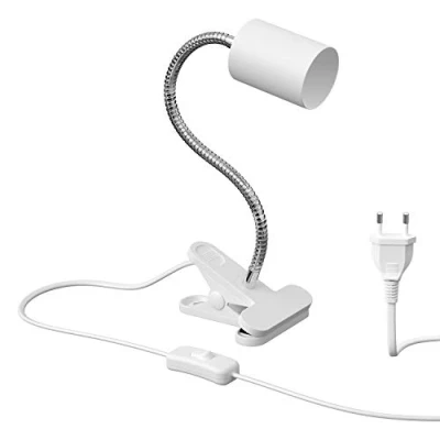 Imagen de ledscom.de lámpara de pinza, cuello cisne WAIKA, interruptor, blanco mate, 1x GU10 máx. 15W, cisne, tornillo,