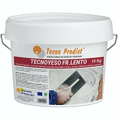 Imagen de Tecno Yeso LENTO de Prodist, (10 Kg) fraguado controlado. Ideal para enlucidos, revocos, tabiquería, grietas o agujeros.