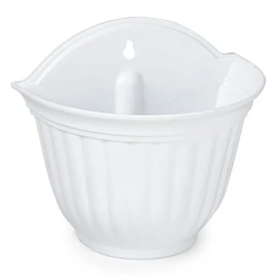Imagen de Tradineur Maceta de plástico para Pared, Tiesto, macetero Colgar, Recipiente Plantas, Flores, balcón, Porche, hogar, Fabricada en España (Blanco 26 x 29,5 19 cm)
