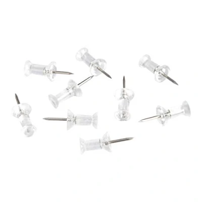 Imagen de Amazon Basics Chinchetas, cabeza de plástico transparente, punta acero, 100 unidades