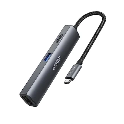 Imagen de Anker Adaptador de concentrador, USB C 5 en 1 con 4K a HDMI, Puerto Ethernet, 3 Puertos 3.0, para MacBook Pro, iPad XPS, Pixelbook y más