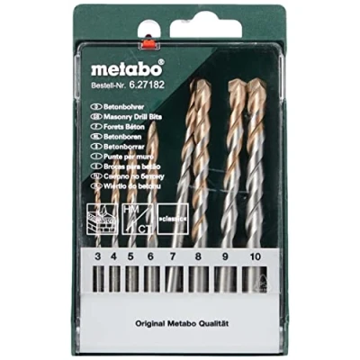 Imagen de Metabo 627182000 Estuche 8 Brocas para hormigón MD Classic 3/4 / 5/6 7/8 9/10 mm, Set de Piezas