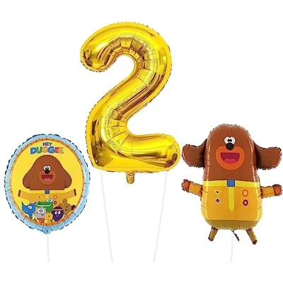 Imagen de TOYLAND® Hey Duggee Foil Balloon Pack 1 x 25 Globo con Forma de Personaje, 18 Redondo y 40 Número Decoraciones para Fiestas Infantiles