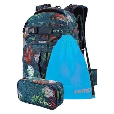Imagen de Nitro Superhero, juego de mochila escolar, mochila, cinturón cadera extraíble, placa inferior resistente, bolsa térmica, compartimento para portátil, deporte o saco deportivo y