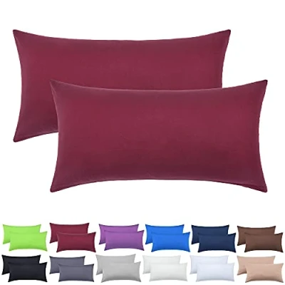 Imagen de NatureMark Fundas de Almohada Jersey, Paquete 2 Unidades, para Almohadas Dormir Lado y Cuello, Muchos tamaños Colores (40 x 60 cm, Apta Rojo Burdeos)