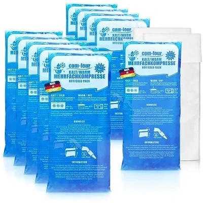 Imagen de com four® 10x Compresa Multiuso Grande con Funda de Vellón Compresas Frío/Calor Reutilizables, 29 x 12 cm Apto para Microondas Made in Germany