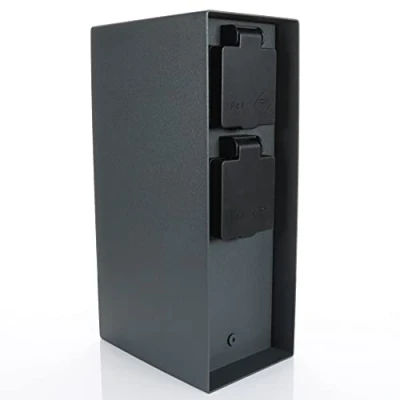 Imagen de BOLD Orio 19059 Toma de Corriente Exterior para jardín (Columna Corriente) con Distribuidor Enchufe cuádruple en Antracita energía IP44 hasta 3680 vatios)