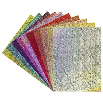 Imagen de Ideen mit Herz Cartulinas de efecto láser A4, 200 g/m², 10 colores, 20 unidades, papel para manualidades, holográfico, estrella