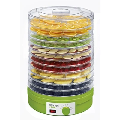 Imagen de Concept Electrodomésticos SO1025 Secador de Frutas Sal 12, bandejas abastecimiento, Temperatura Ajustable 35 70 Grados, 245 W, 46 Decibelios, Plástico, Verde y Blanco